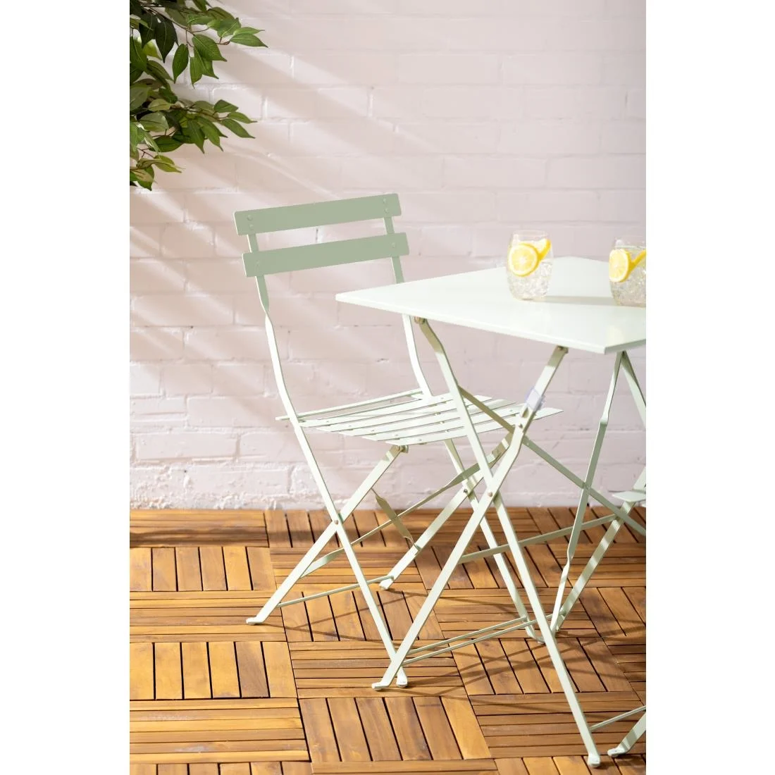 Bolero Perth Light Green Pavement Style Steel Table Square 600mm - Image 8
