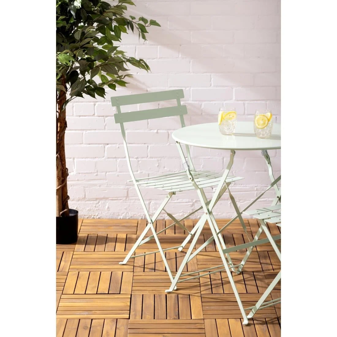 Bolero Perth Light Green Pavement Style Steel Table Round 600mm - Image 7