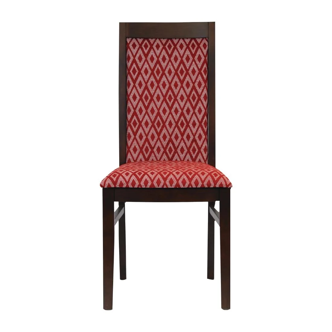 Brooklyn Padded Back Dark Walnut Dining Chair with Red Diamond Padded Seat and Back (Pack of 2) - Image 2
