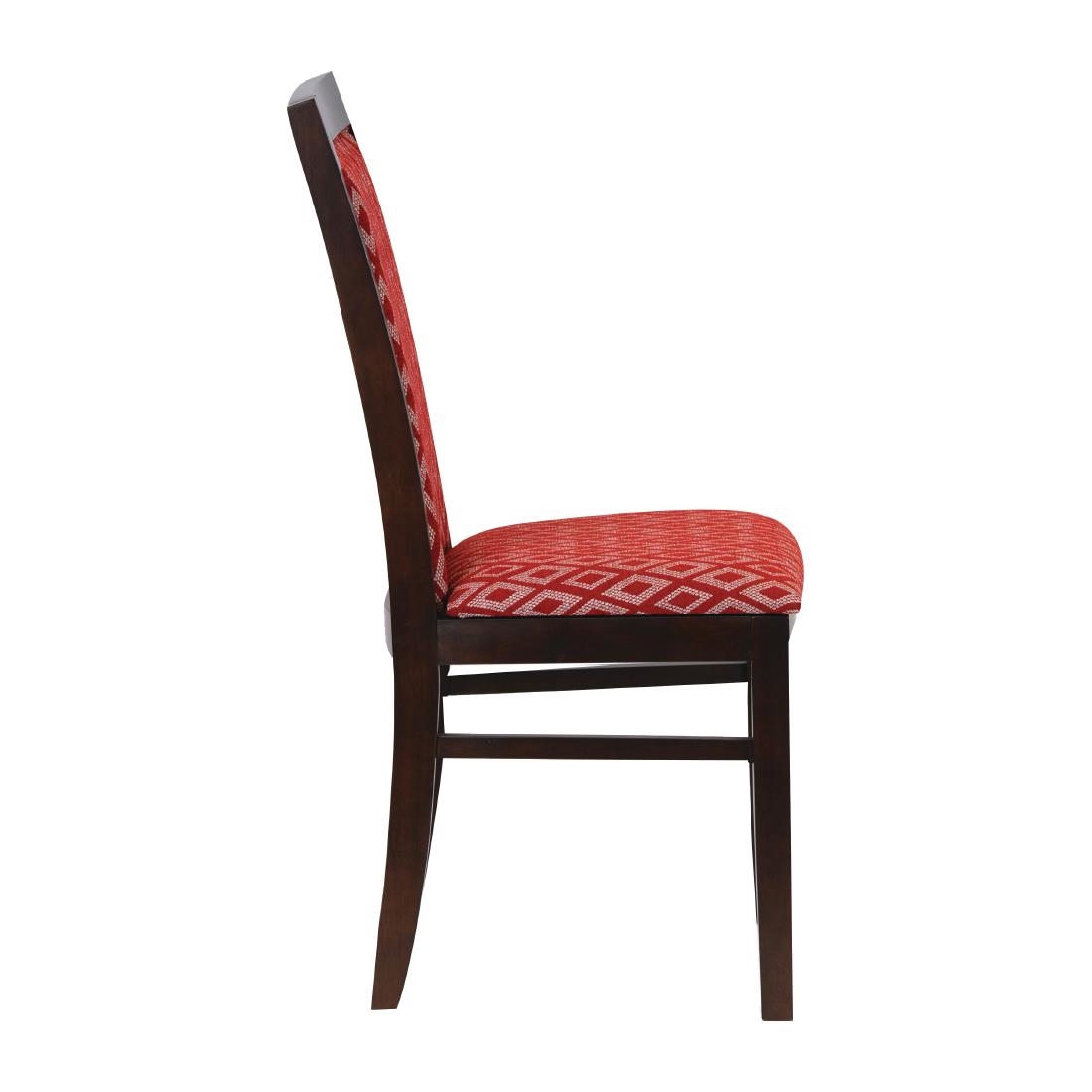 Brooklyn Padded Back Dark Walnut Dining Chair with Red Diamond Padded Seat and Back (Pack of 2)