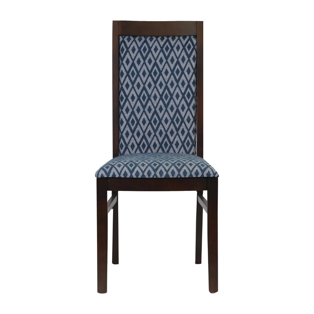 Brooklyn Padded Back Dark Walnut Dining Chair with Blue Diamond Padded Seat and Back (Pack of 2) - Image 2