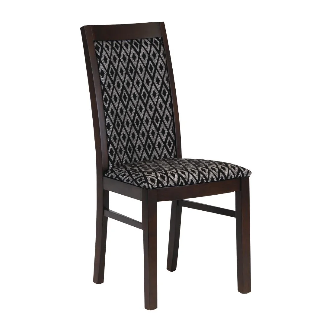 Brooklyn Padded Back Dark Walnut Dining Chair with Black Diamond Padded Seat and Back (Pack of 2)