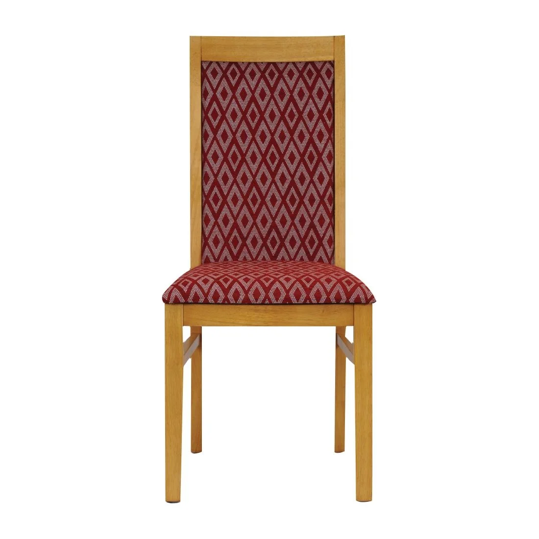 Brooklyn Padded Back Soft Oak Dining Chair with Red Diamond Padded Seat and Back (Pack of 2) - Image 2