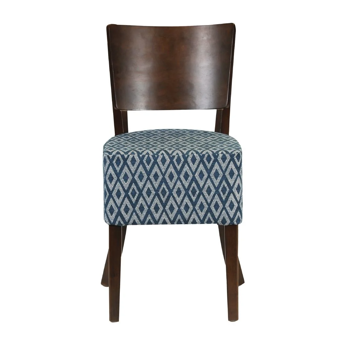 Asti Padded Dark Walnut Dining Chair with Blue Diamond Deep Padded Seat and Back (Pack of 2) - Image 2