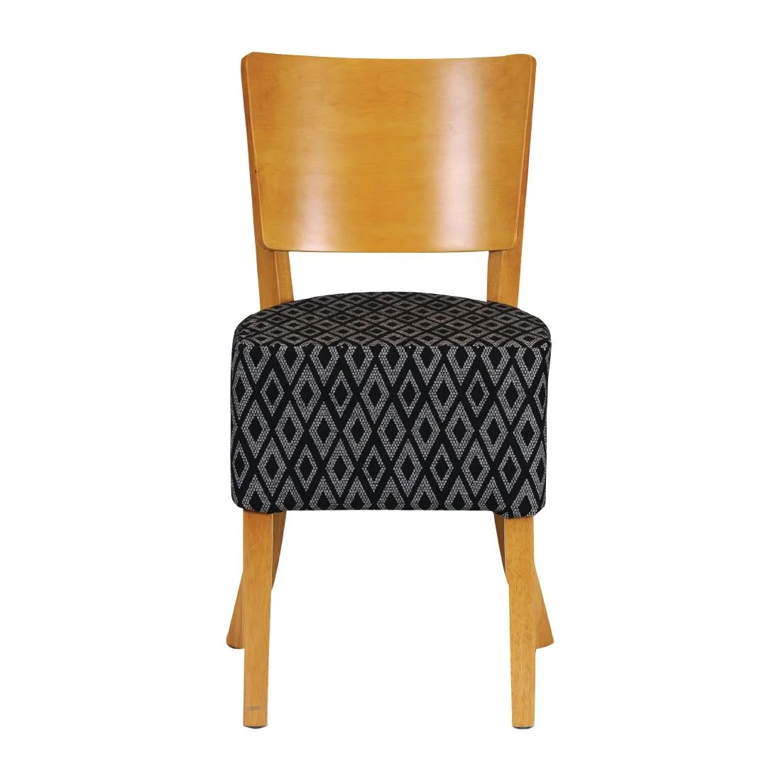 Asti Padded Soft Oak Dining Chair with Black Diamond Deep Padded Seat and Back (Pack of 2) - Image 2
