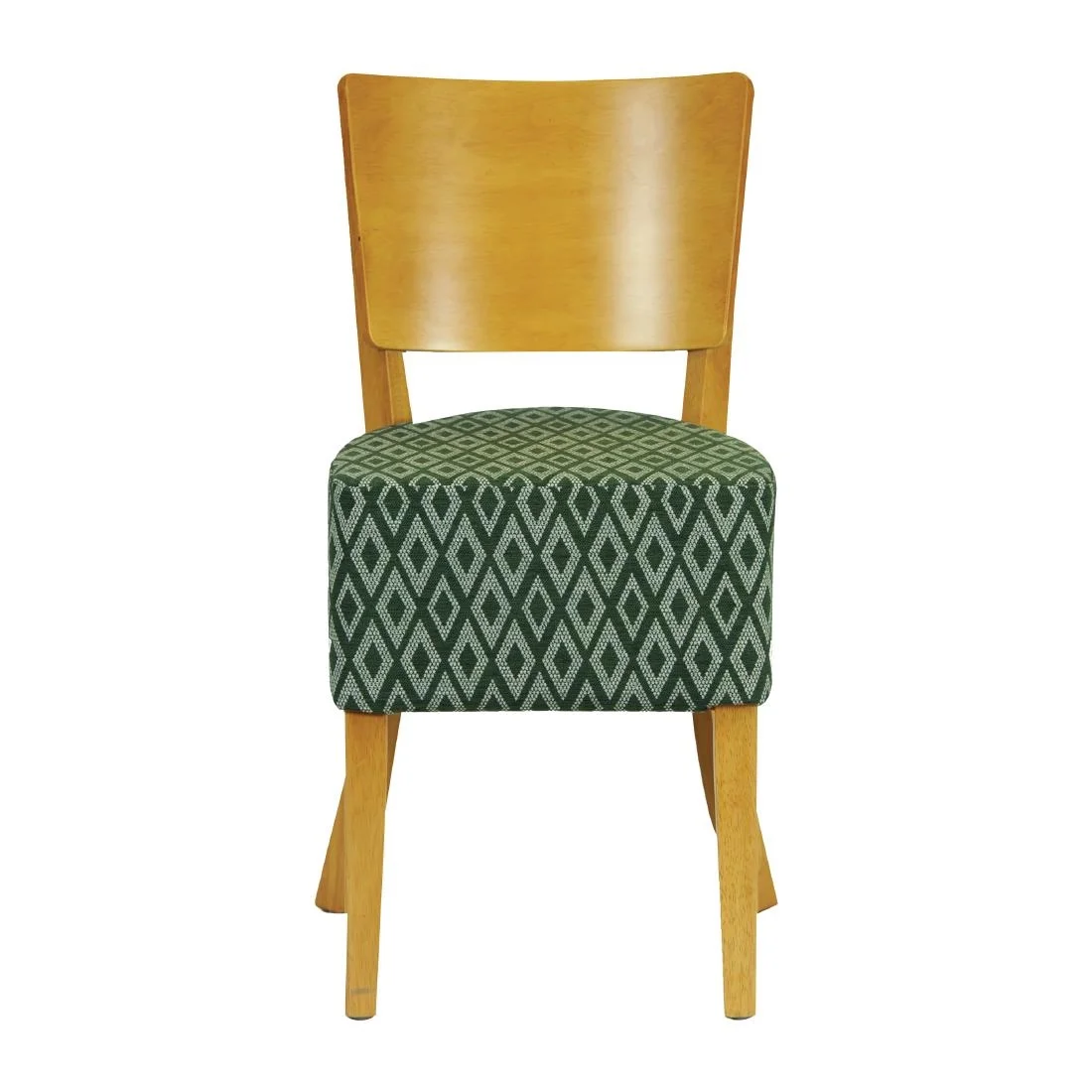 Asti Padded Soft Oak Dining Chair with Green Diamond Deep Padded Seat and Back (Pack of 2) - Image 2