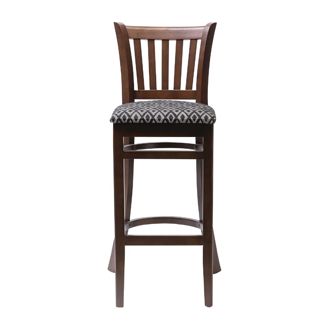 Manhattan Dark Walnut Bar Chair with Black Diamond Padded Seat