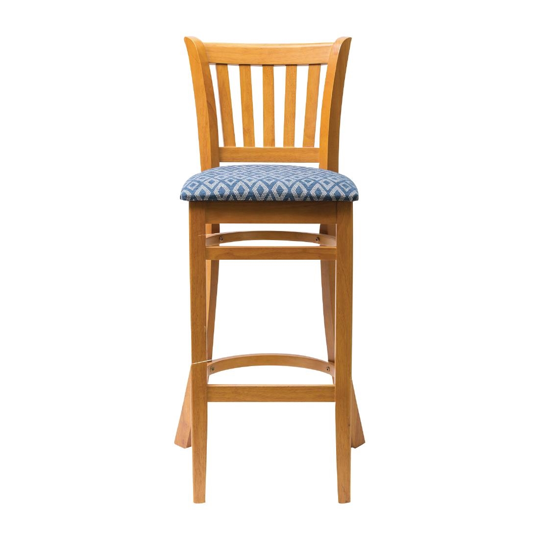Manhattan Soft Oak Bar Chair with Blue Diamond Padded Seat