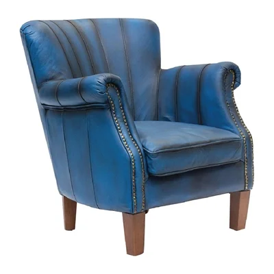 Lancaster Leather Chair Blue - Image 2