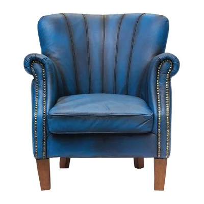 Lancaster Leather Chair Blue - Image 3
