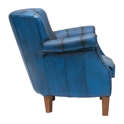 Lancaster Leather Chair Blue - Image 4