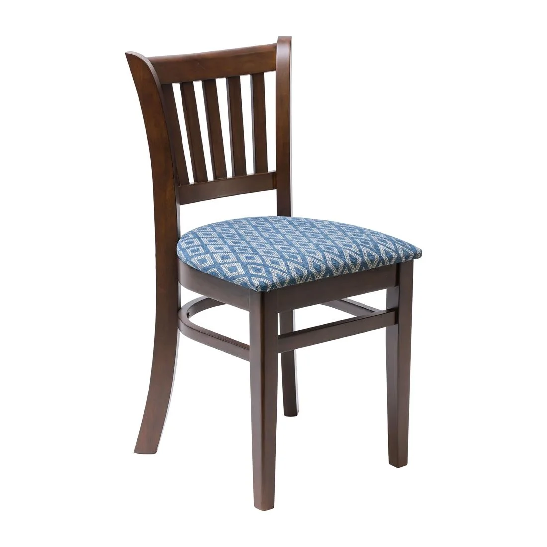 Manhattan Dark Walnut Dining Chair with Blue Diamond Padded Seat (Pack of 2) - Image 1