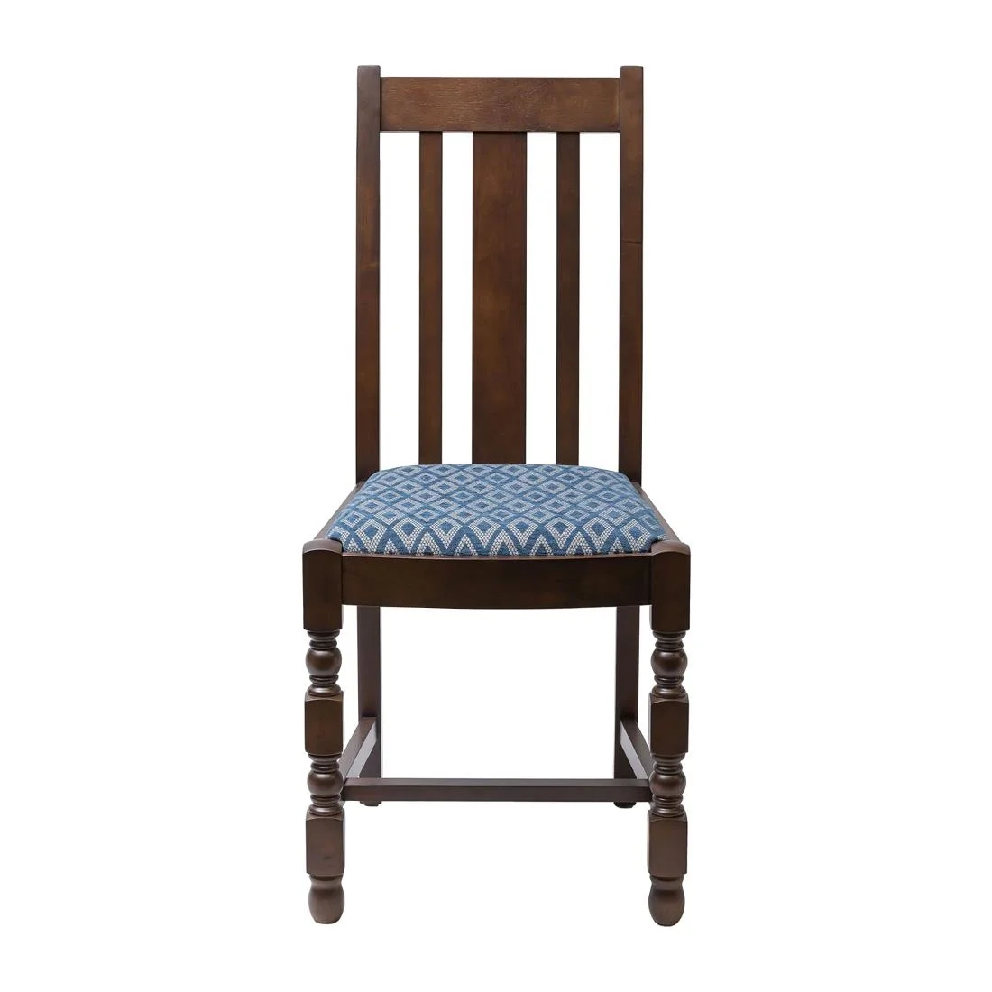 Mayfair Dark Wood High Back Dining Chair with Blue Diamond Padded Seat (Pack of 2) - Image 3