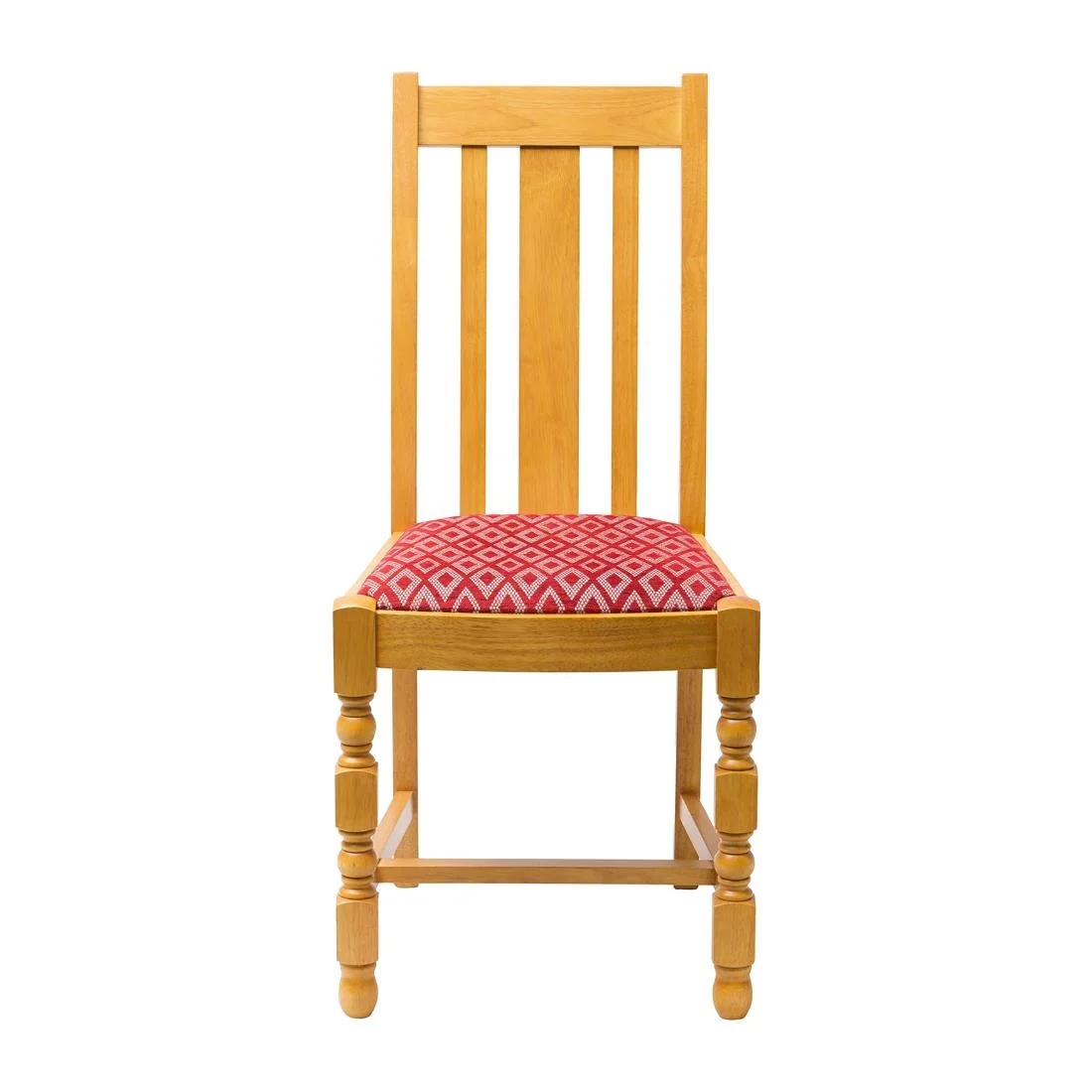 Mayfair Soft Oak High Back Dining Chair with Red Diamond Padded Seat (Pack of 2) - Image 3