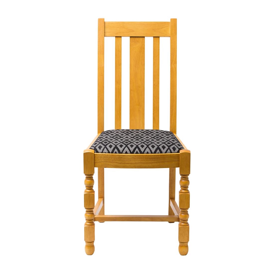 Mayfair Soft Oak High Back Dining Chair with Black Diamond Padded Seat (Pack of 2)