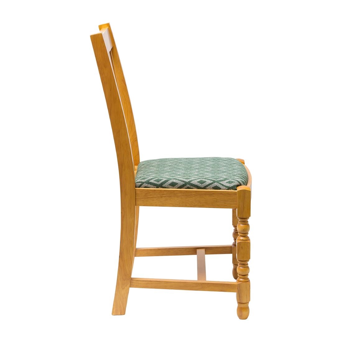 Mayfair Soft Oak High Back Dining Chair with Green Diamond Padded Seat (Pack of 2)