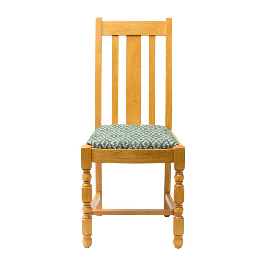 Mayfair Soft Oak High Back Dining Chair with Green Diamond Padded Seat (Pack of 2)