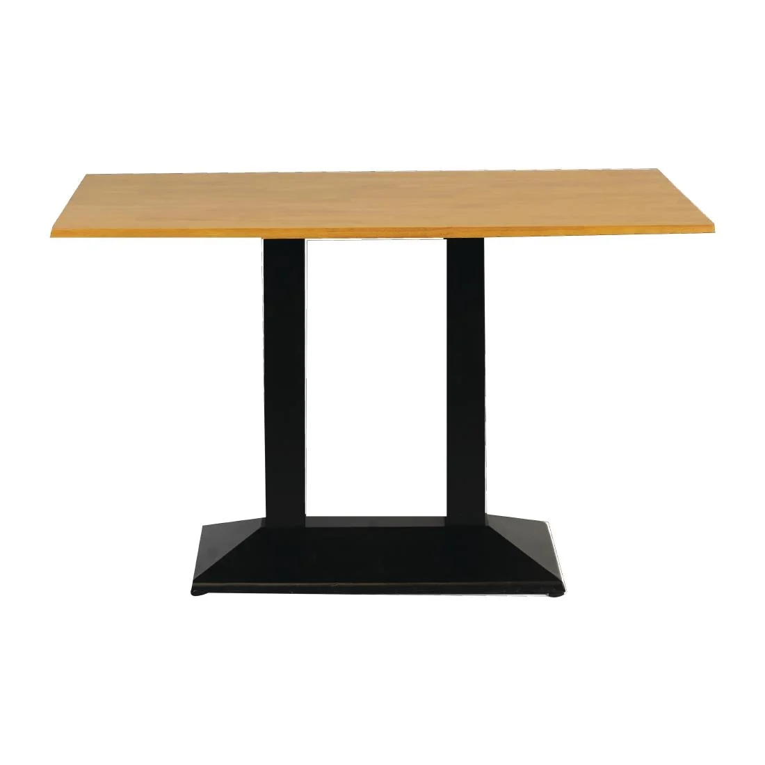 Turin Metal Base Pedestal Rectangle Table with Soft Oak Top 1200x700mm - Image 2