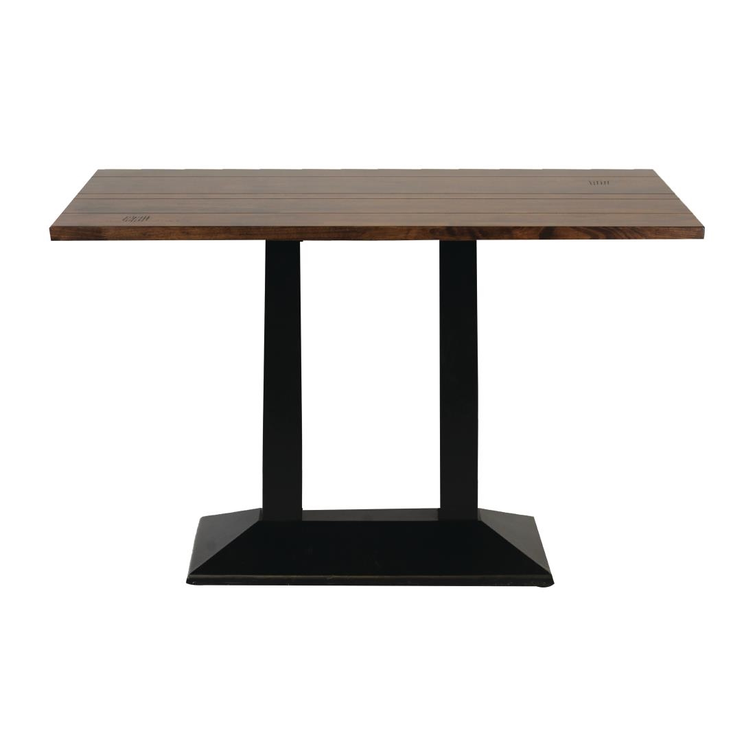 Turin Metal Base Pedestal Rectangle Table with Vintage Top 1200x760mm