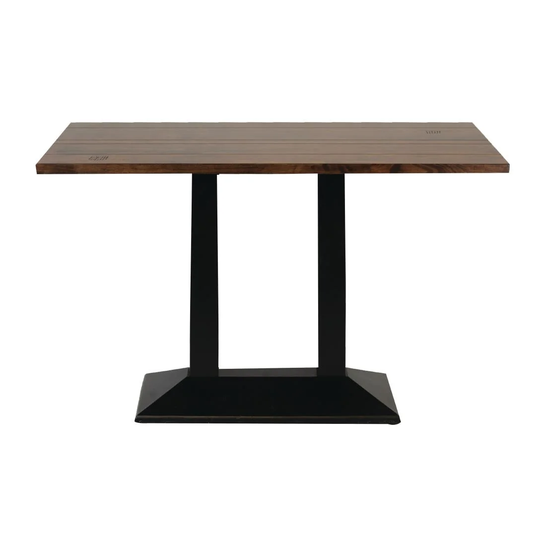 Turin Metal Base Pedestal Rectangle Table with Vintage Top 1200x760mm - Image 2