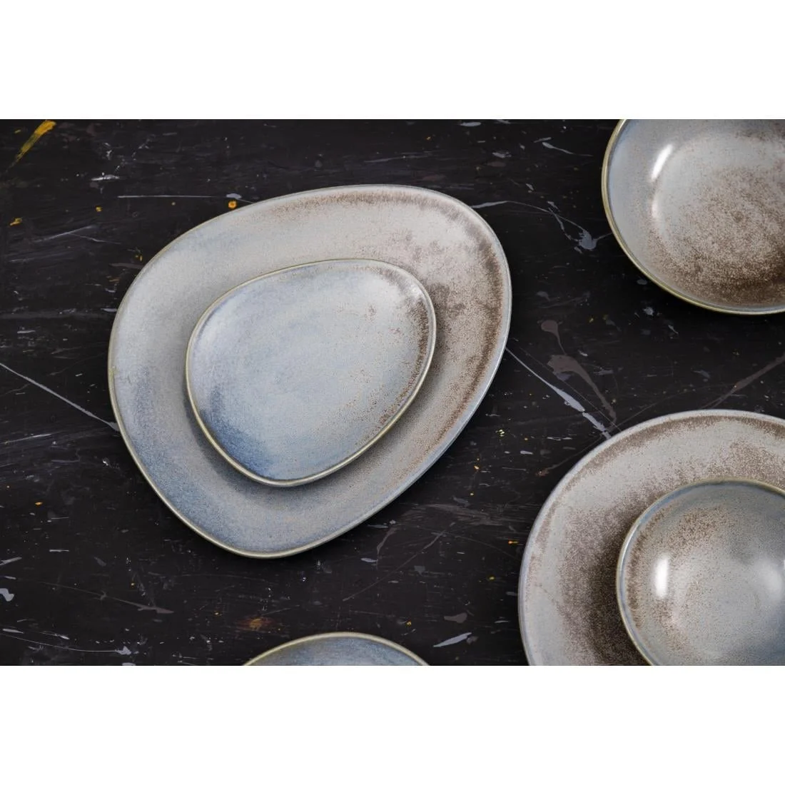 Olympia Ember Triangle Plates Blue 190mm (6 Pack) - Image 2