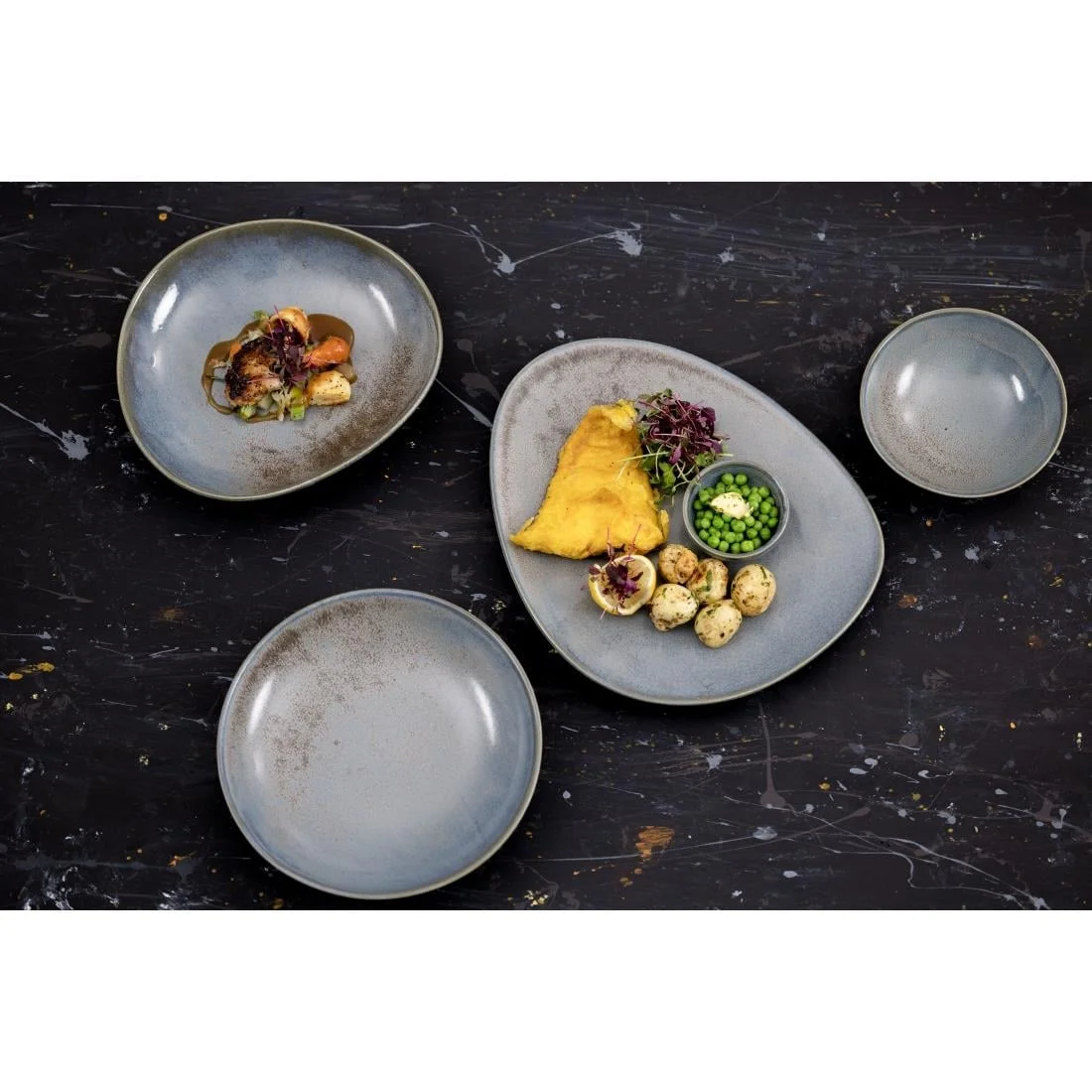 Olympia Ember Triangle Bowls Blue 245mm (4 Pack) - Image 4