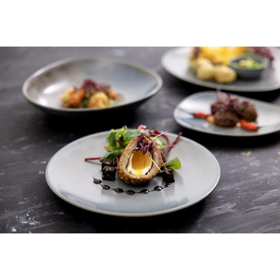 Olympia Ember Triangle Bowls Blue 245mm (4 Pack) - Image 6