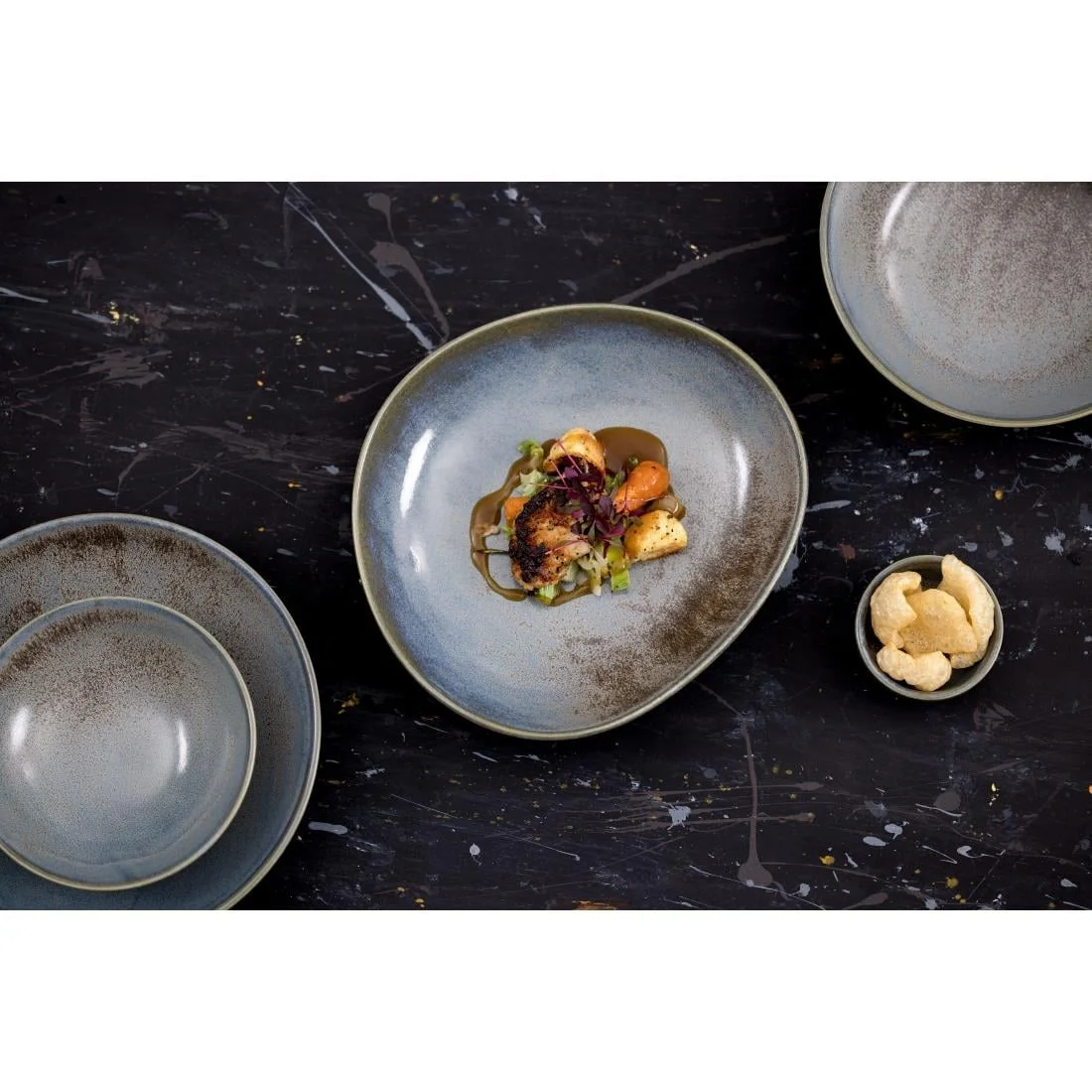 Olympia Ember Triangle Bowls Blue 245mm (4 Pack) - Image 13