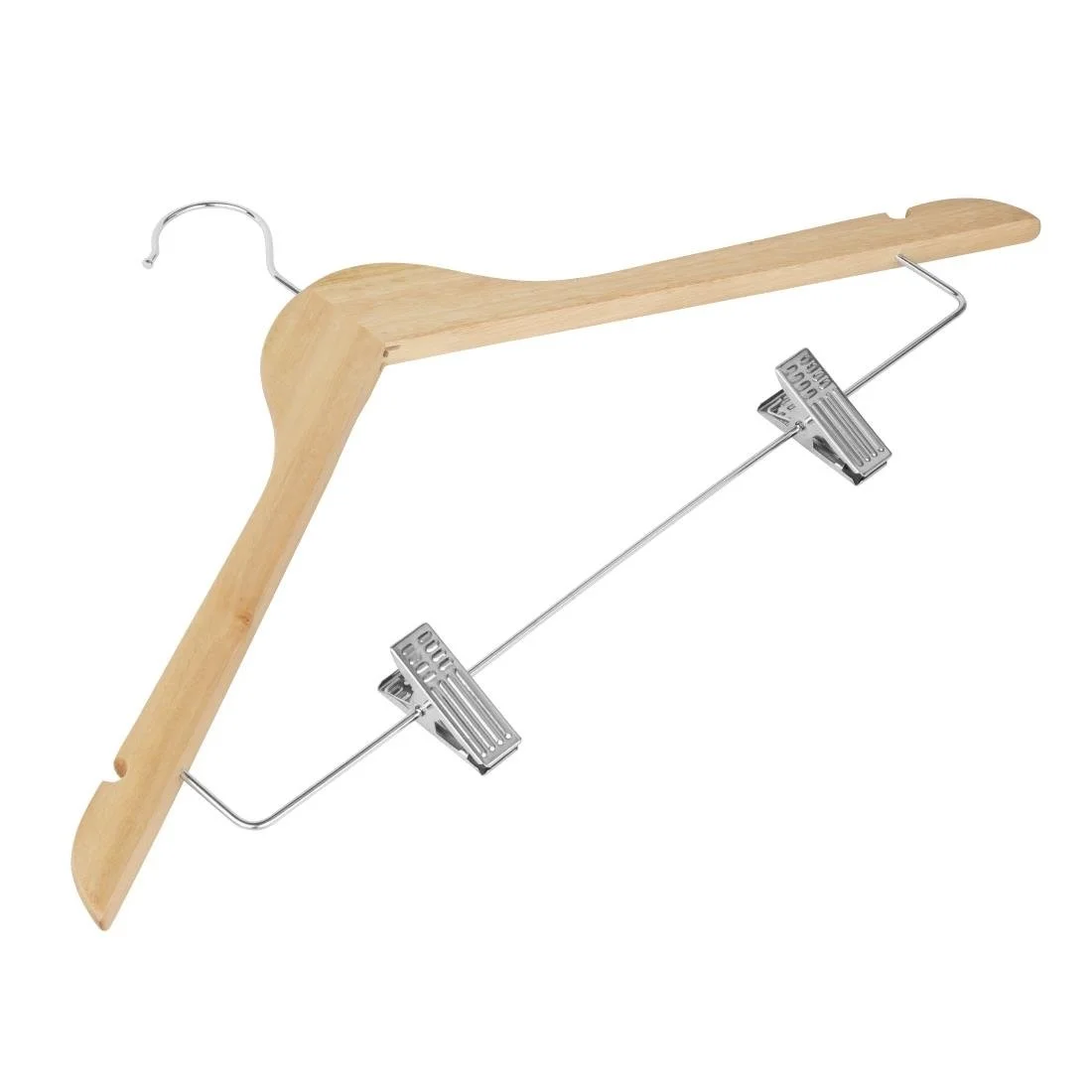 Bolero Wooden Hanger with Anti-Slip Clips (10 Pack) - Image 2