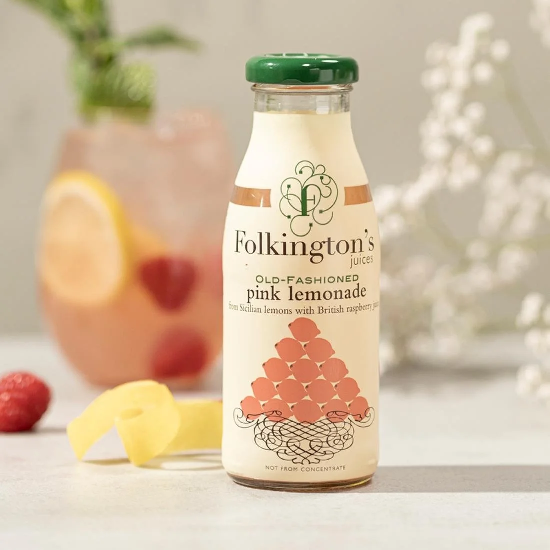 Folkington's Juices Pink Lemonade Glass Bottle 250ml (12 Pack) - Image 3