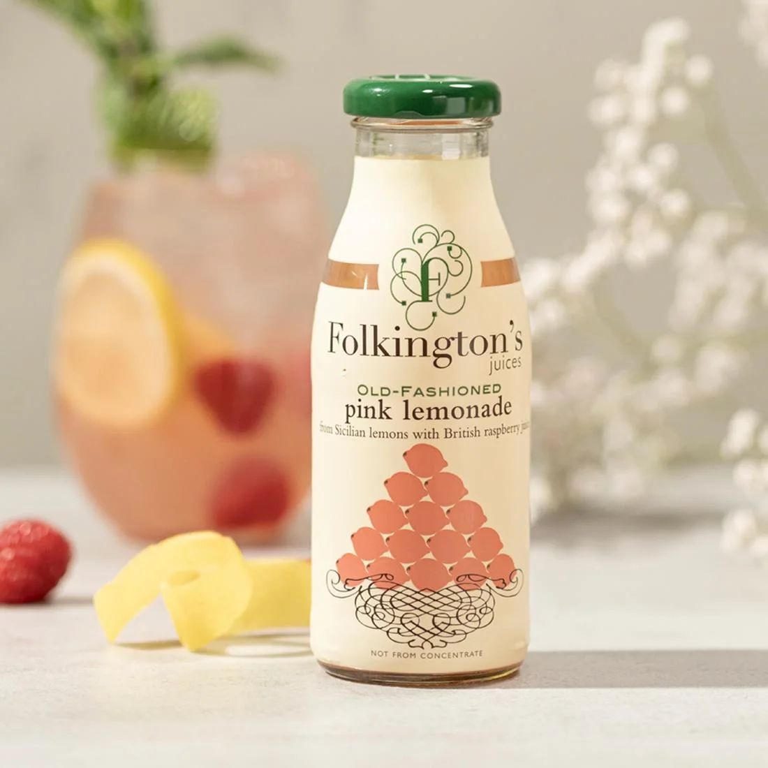 Folkington's Juices Pink Lemonade Glass Bottle 250ml (12 Pack) - Image 3