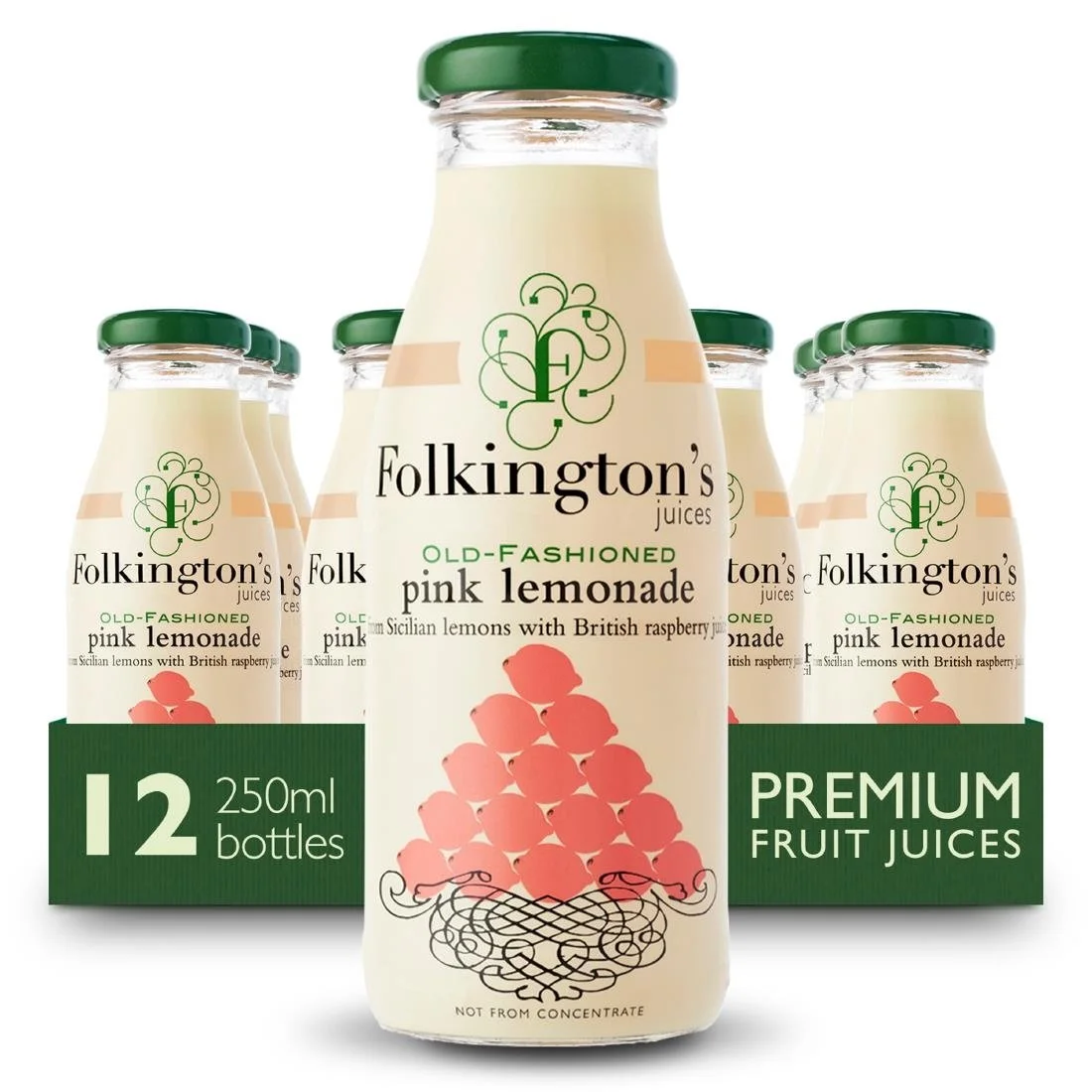 Folkington's Juices Pink Lemonade Glass Bottle 250ml (12 Pack) - Image 2