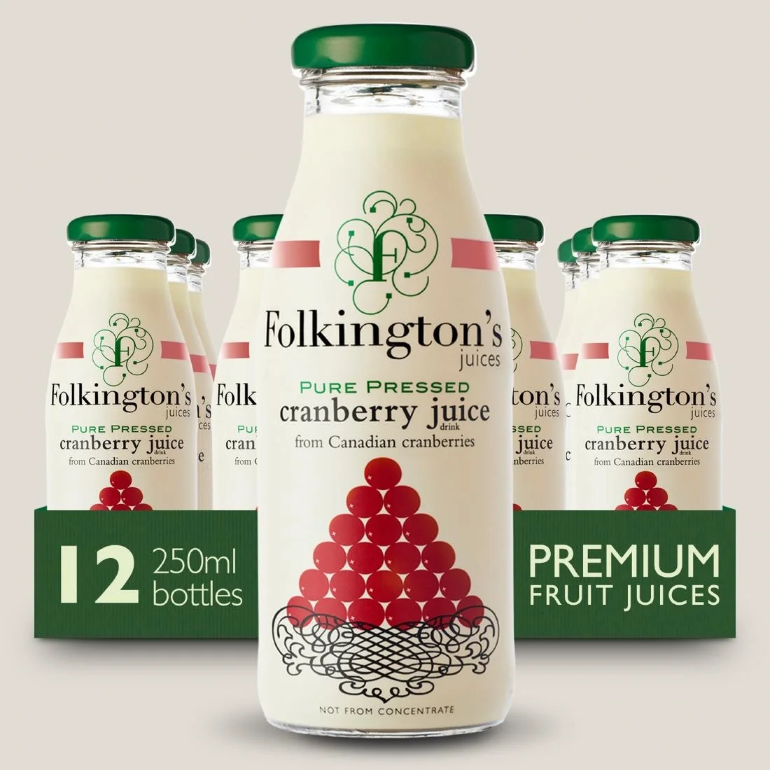 Folkington's Juices Cranberry Glass Bottle 250ml (12 Pack) - Image 4