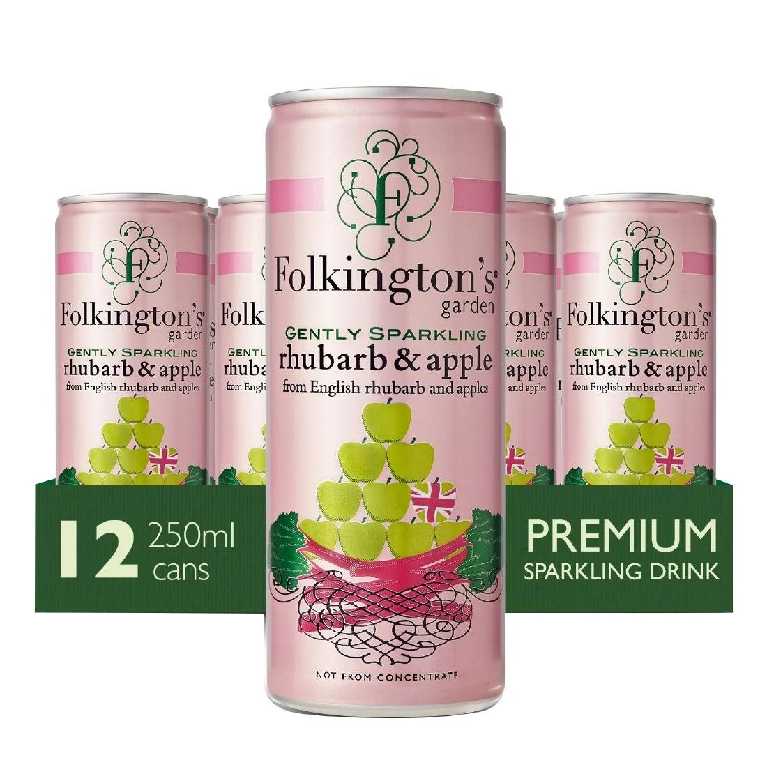 Folkington's Sparkling Drinks Rhubarb & Apple Can 250ml (12 Pack) - Image 2