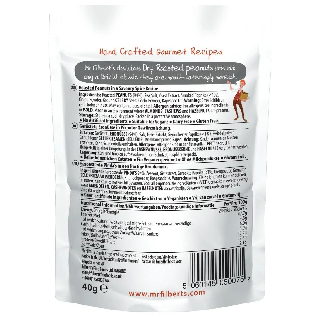 Mr Filbert's Dry Roasted Peanuts 40g (20 Pack) - Image 2