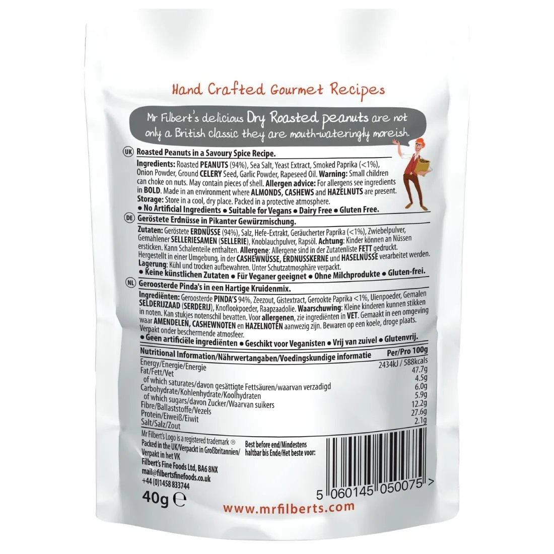 Mr Filbert's Dry Roasted Peanuts 40g (20 Pack) - Image 2