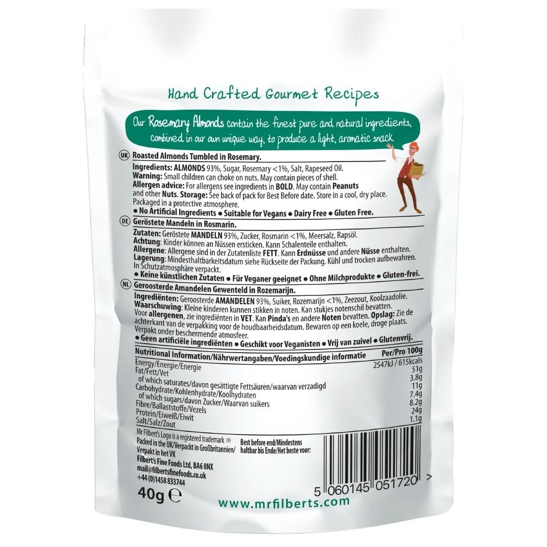 Mr Filbert's Rosemary Almonds 40g (20 Pack) - Image 2