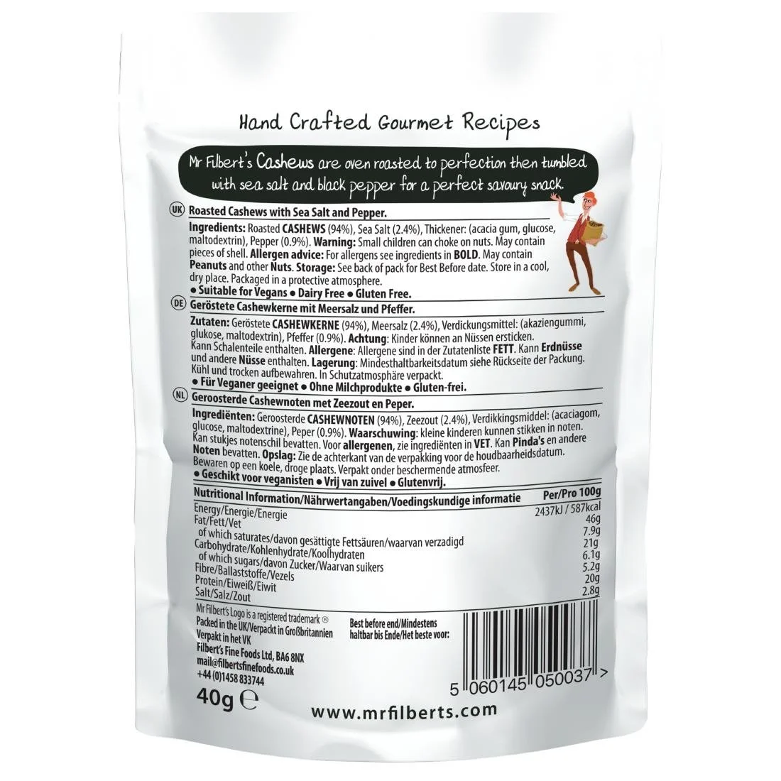 Mr Filbert's Salt & Pepper Cashews 40g (20 Pack) - Image 2
