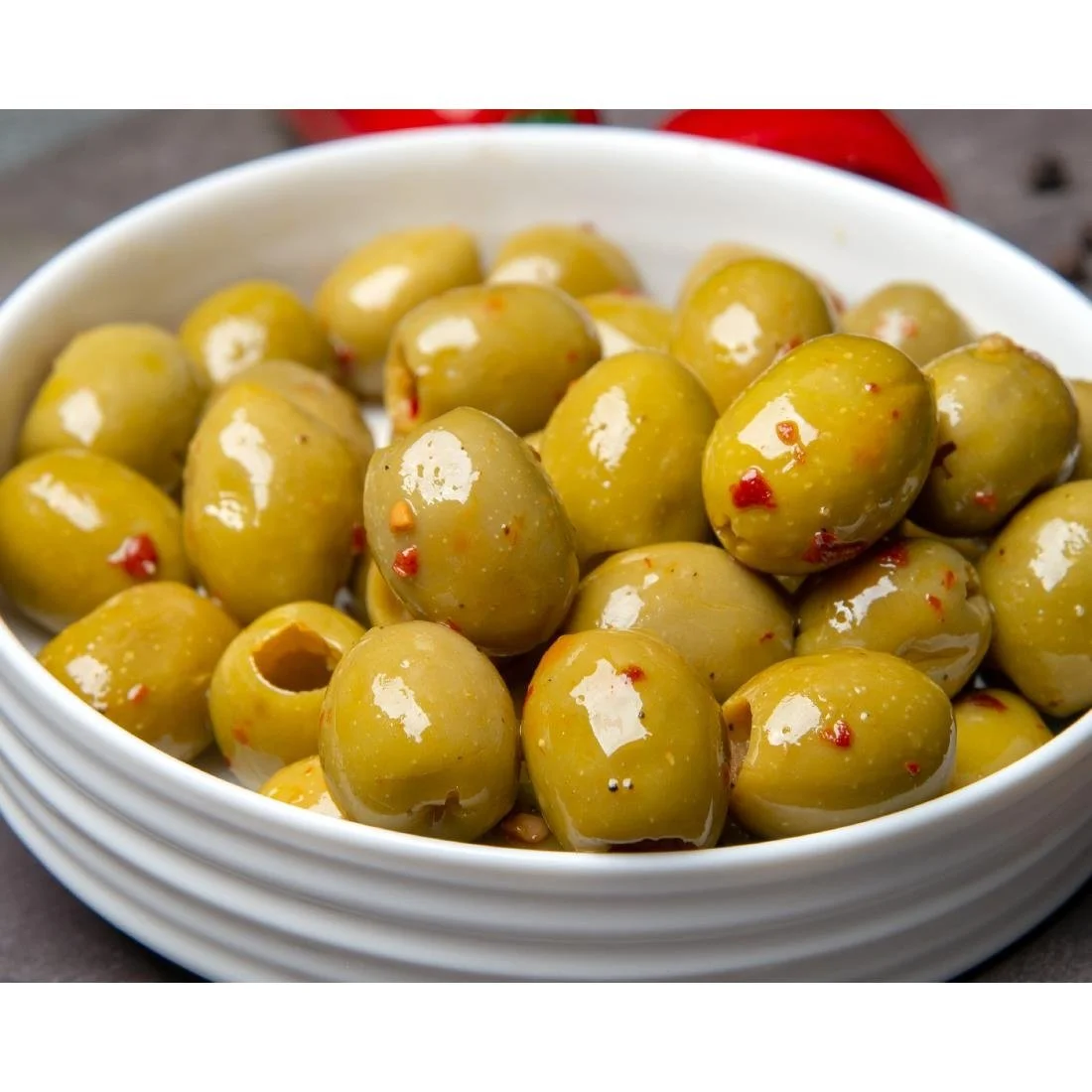 Mr Filbert's Green Olives Chilli & Black Pepper 50g (12 Pack) - Image 4