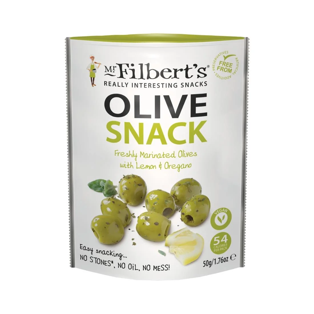 Mr Filbert's Green Olives Lemon & Oregano 50g (12 Pack)