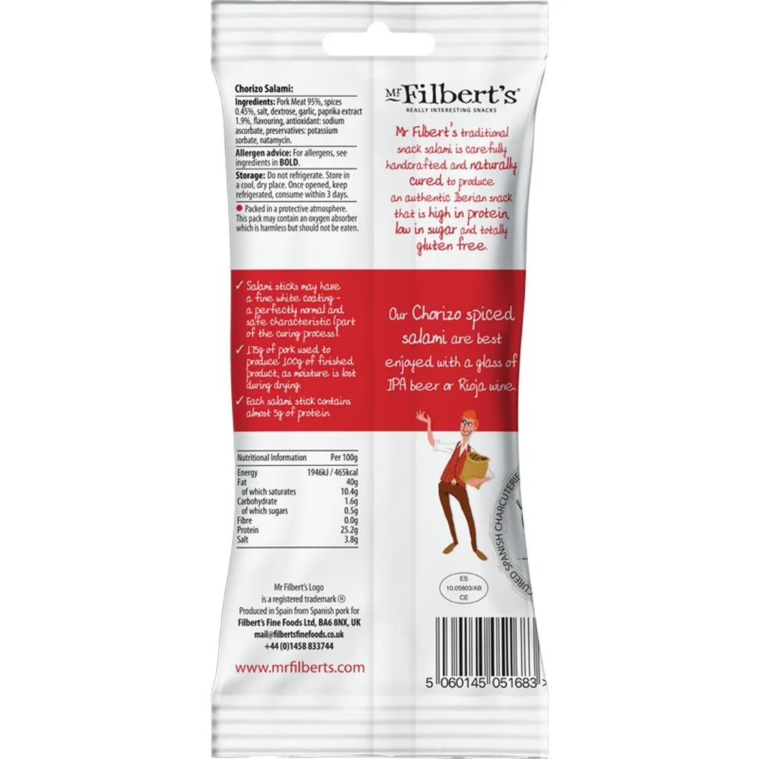 Mr Filbert's Snack Salami Chorizo 38g (15 Pack) - Image 2