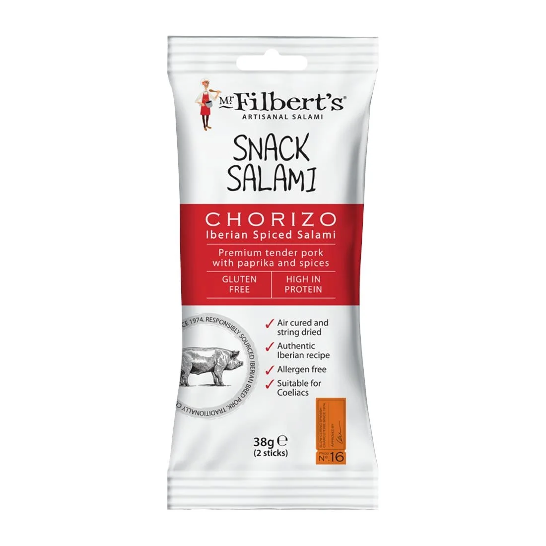 Mr Filbert's Snack Salami Chorizo 38g (15 Pack) - Image 1