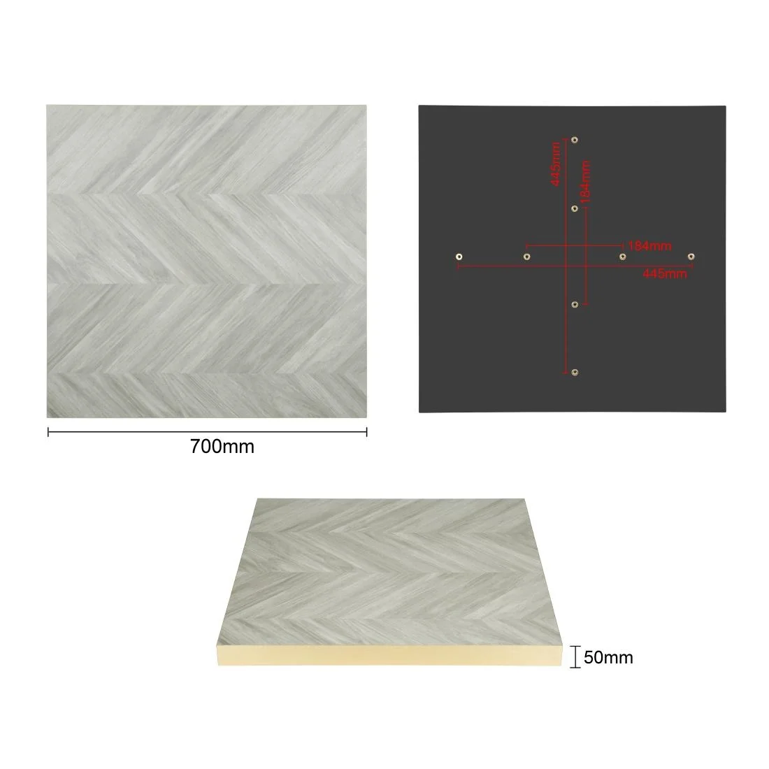 Bolero Pre-Drilled Table Top Chevron Design 700mm - Image 5