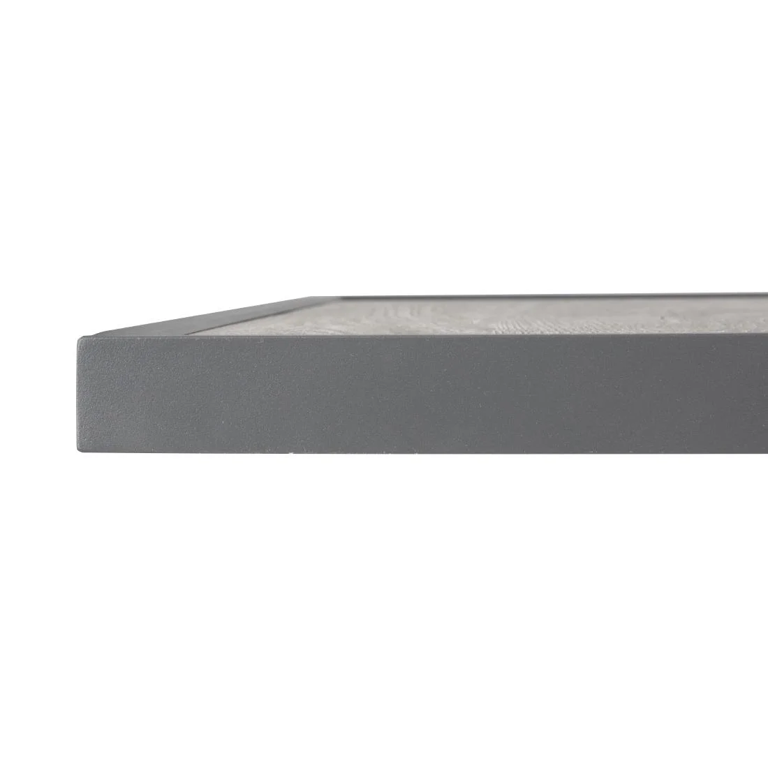 Bolero Wood Grain Effect Outdoor Tempered Glass Table Top Grey Trim 700mm - Image 4