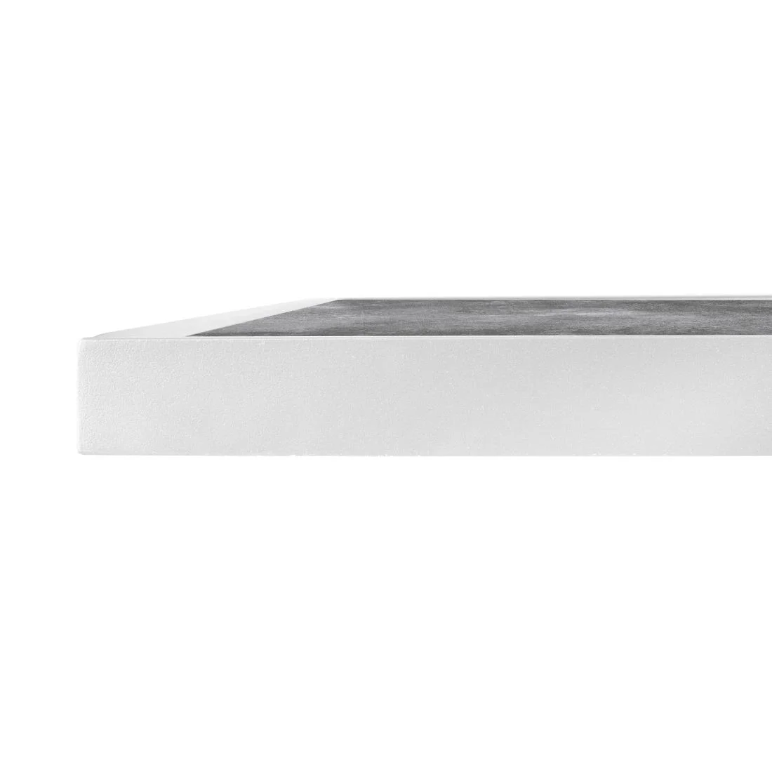 Bolero Dark Stone Effect Outdoor Tempered Glass Table Top White Trim - 700mm - Image 4