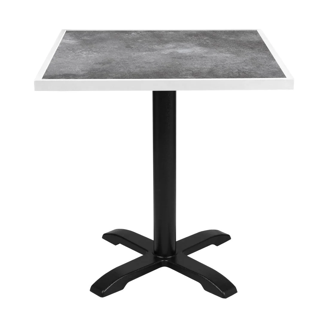 Bolero Dark Stone Effect Outdoor Tempered Glass Table Top White Trim - 700mm - Image 5