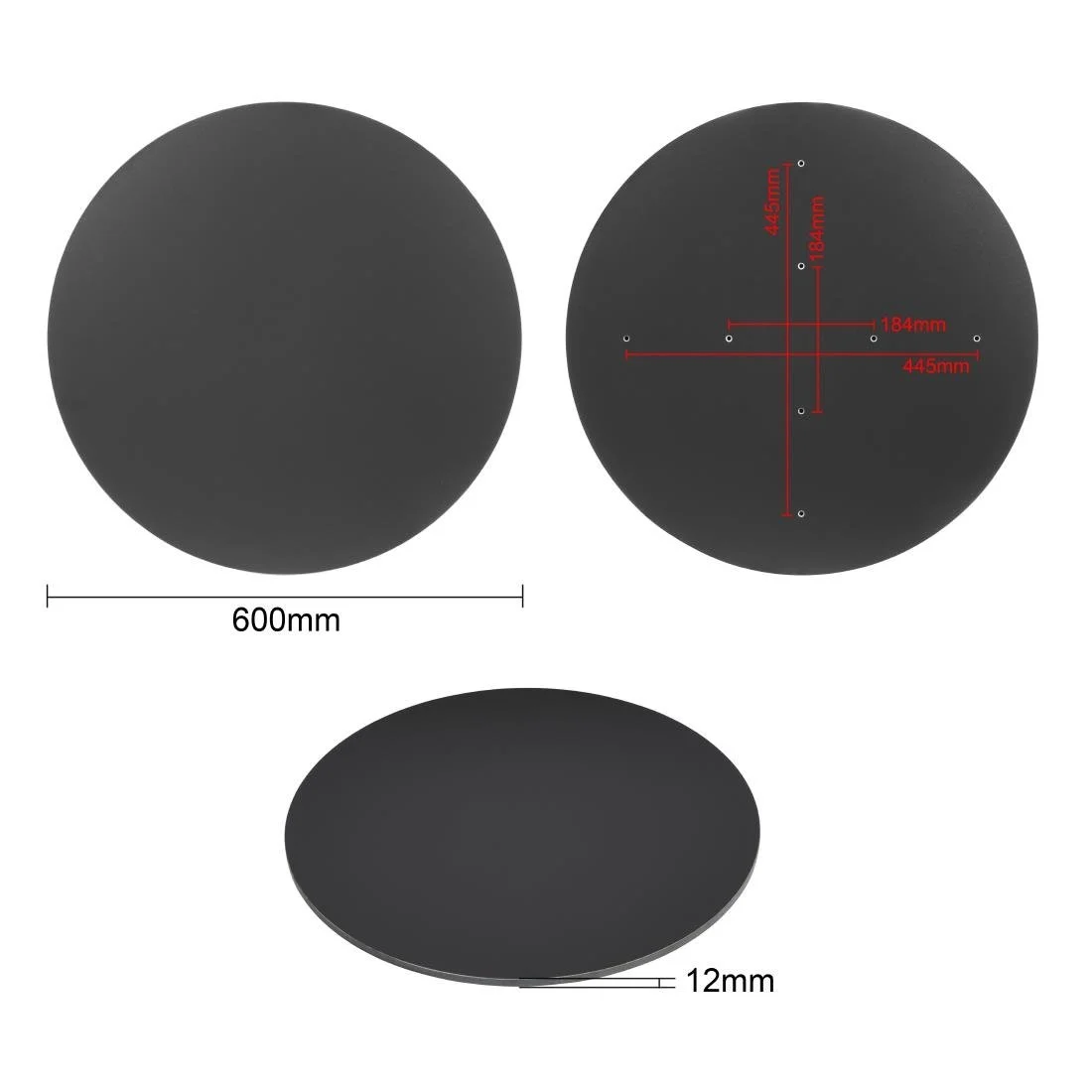 Bolero Matte Black Round Outdoor Table Top 600mm - Image 4
