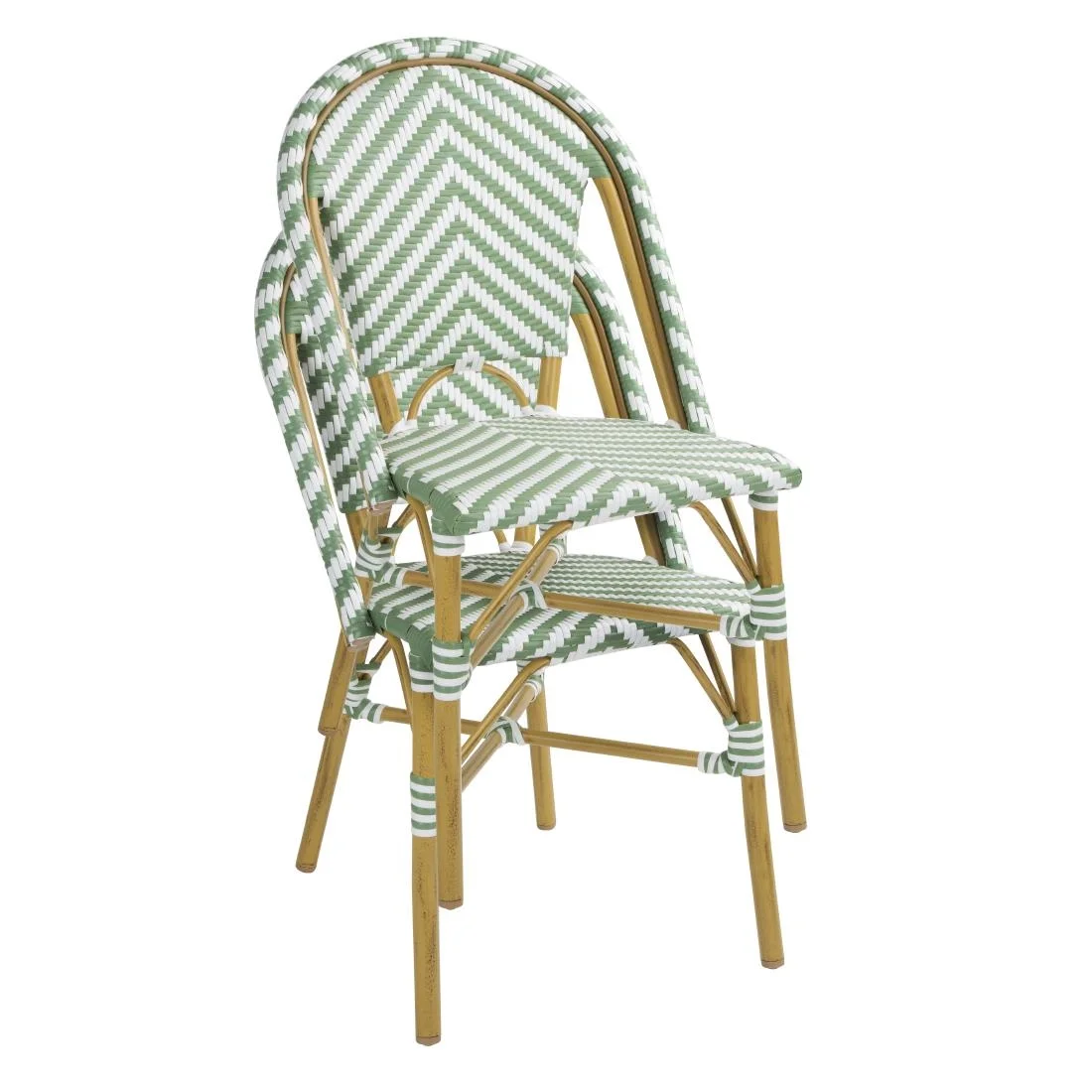 Bolero Parisian Style Rattan Side Chair Light Green (Pack of 2) - Image 6