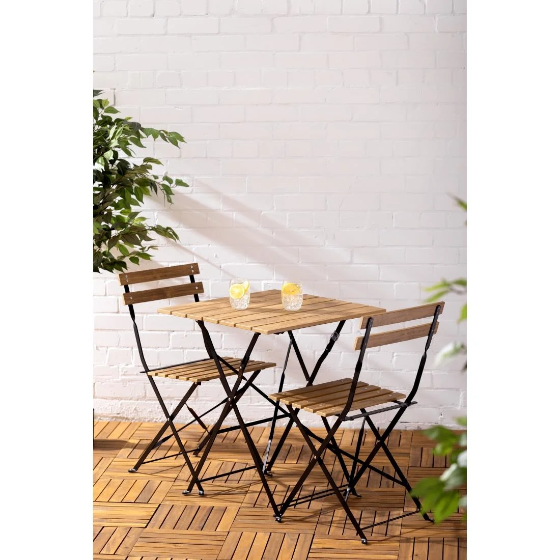 Bolero Perth Pavement Style Square Table Wood Effect - Image 2