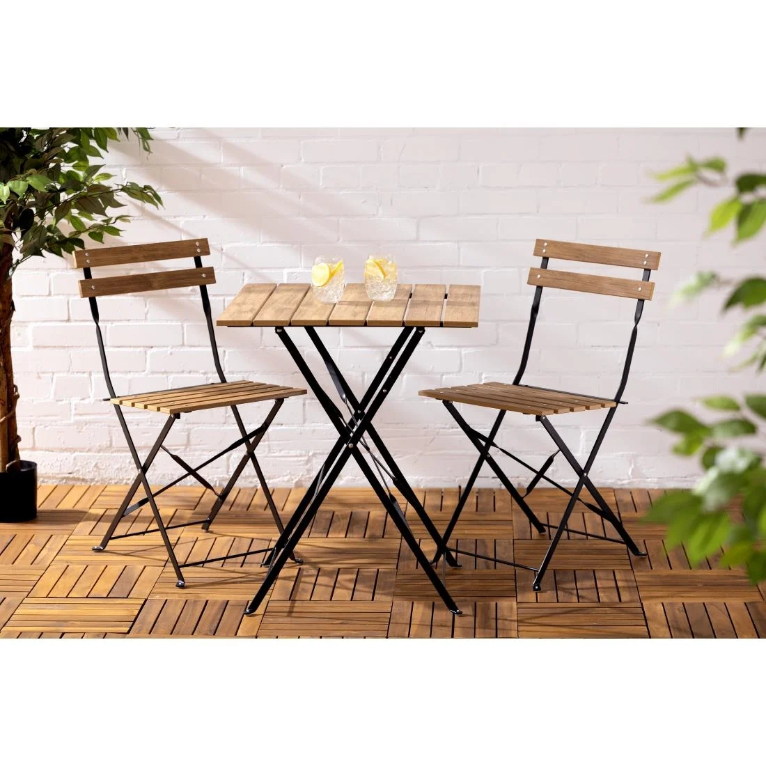 Bolero Perth Pavement Style Square Table Wood Effect - Image 3